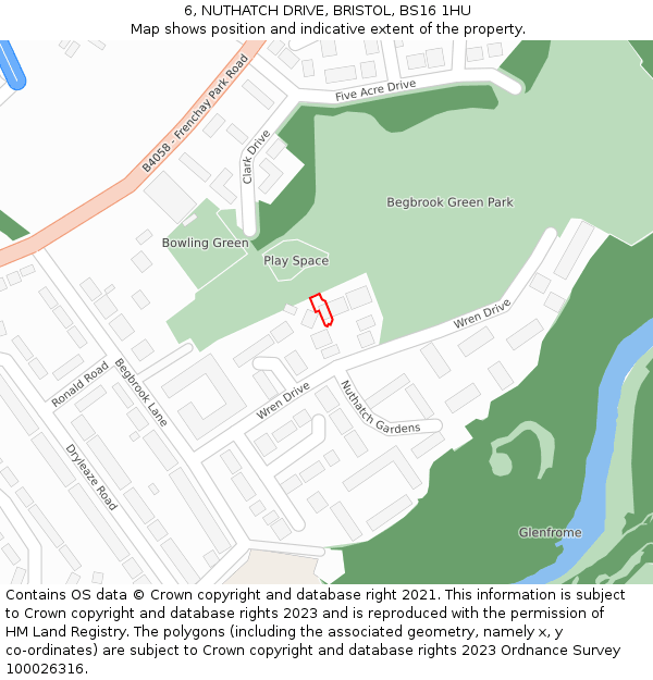 6, NUTHATCH DRIVE, BRISTOL, BS16 1HU: Location map and indicative extent of plot