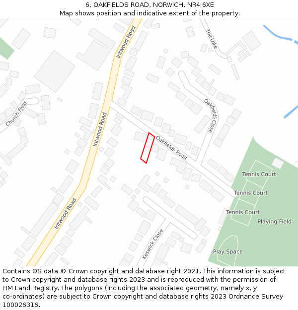 6, OAKFIELDS ROAD, NORWICH, NR4 6XE: Location map and indicative extent of plot