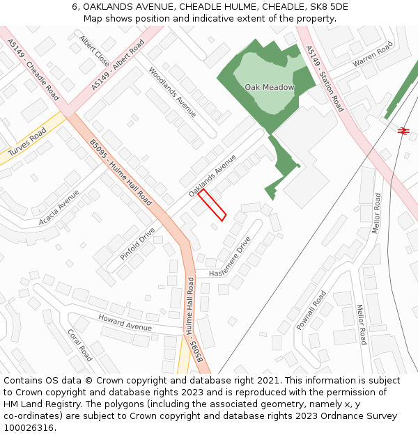 6, OAKLANDS AVENUE, CHEADLE HULME, CHEADLE, SK8 5DE: Location map and indicative extent of plot