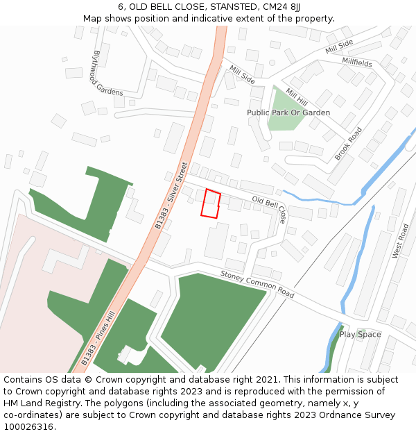 6, OLD BELL CLOSE, STANSTED, CM24 8JJ: Location map and indicative extent of plot