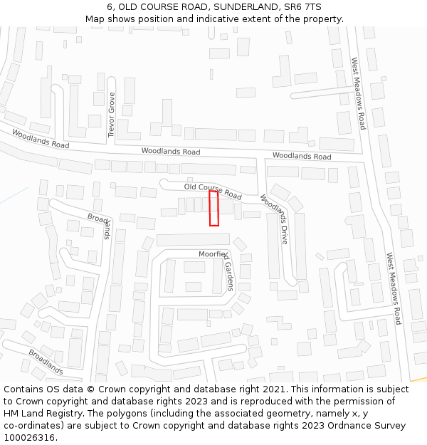 6, OLD COURSE ROAD, SUNDERLAND, SR6 7TS: Location map and indicative extent of plot