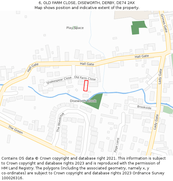 6, OLD FARM CLOSE, DISEWORTH, DERBY, DE74 2AX: Location map and indicative extent of plot