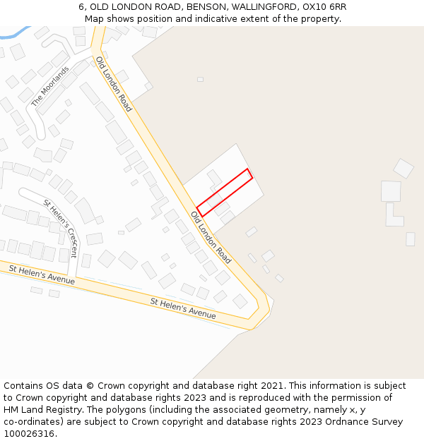 6, OLD LONDON ROAD, BENSON, WALLINGFORD, OX10 6RR: Location map and indicative extent of plot