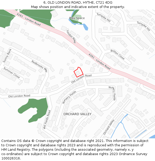 6, OLD LONDON ROAD, HYTHE, CT21 4DG: Location map and indicative extent of plot