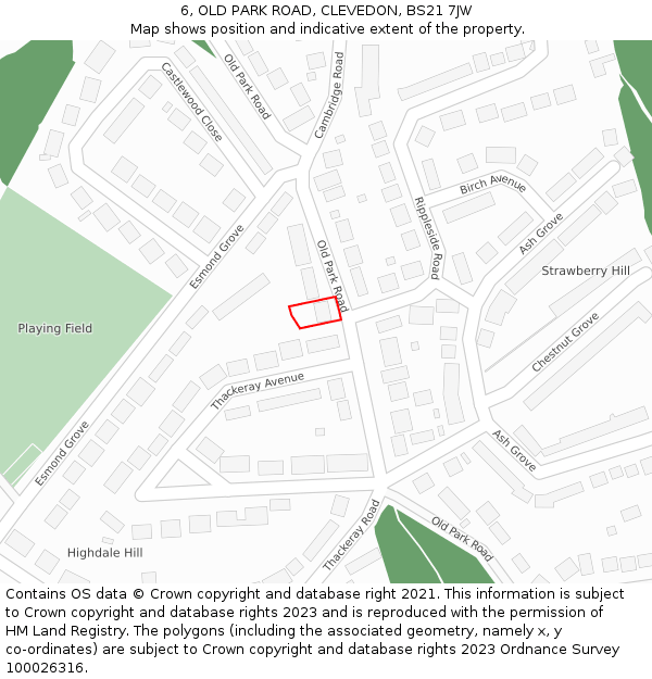 6, OLD PARK ROAD, CLEVEDON, BS21 7JW: Location map and indicative extent of plot