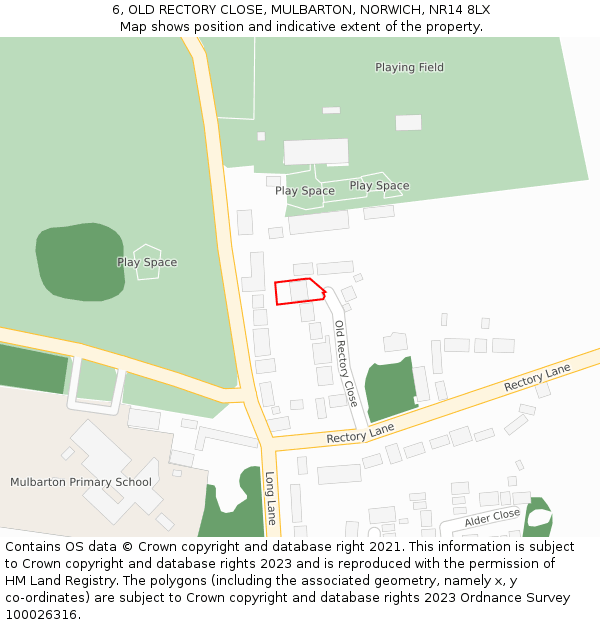 6, OLD RECTORY CLOSE, MULBARTON, NORWICH, NR14 8LX: Location map and indicative extent of plot