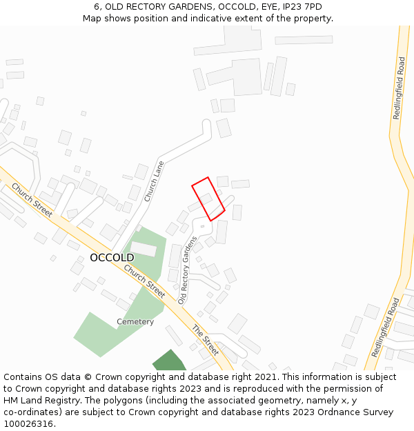 6, OLD RECTORY GARDENS, OCCOLD, EYE, IP23 7PD: Location map and indicative extent of plot