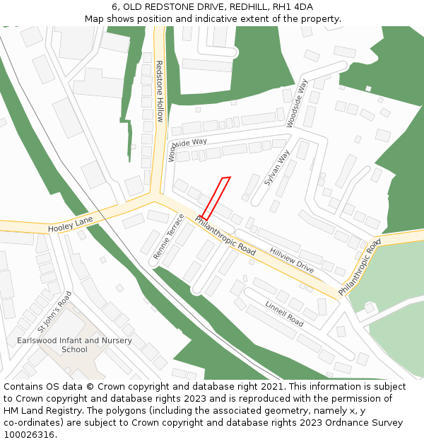 6, OLD REDSTONE DRIVE, REDHILL, RH1 4DA: Location map and indicative extent of plot