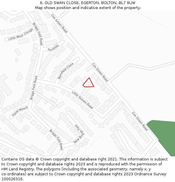 6, OLD SWAN CLOSE, EGERTON, BOLTON, BL7 9UW: Location map and indicative extent of plot