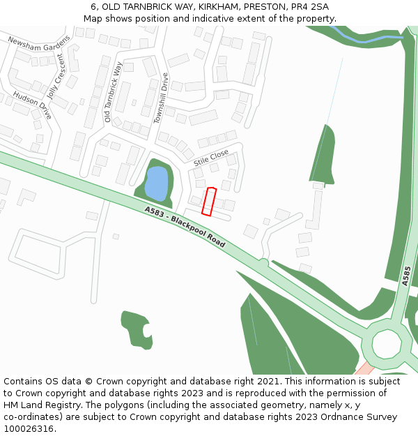 6, OLD TARNBRICK WAY, KIRKHAM, PRESTON, PR4 2SA: Location map and indicative extent of plot