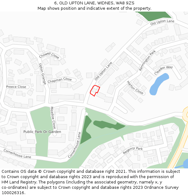 6, OLD UPTON LANE, WIDNES, WA8 9ZS: Location map and indicative extent of plot