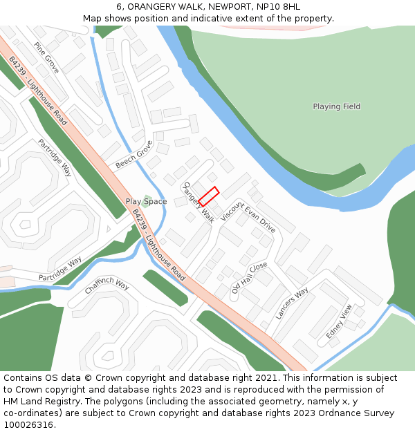 6, ORANGERY WALK, NEWPORT, NP10 8HL: Location map and indicative extent of plot
