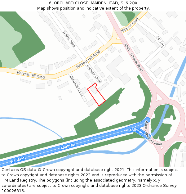 6, ORCHARD CLOSE, MAIDENHEAD, SL6 2QX: Location map and indicative extent of plot