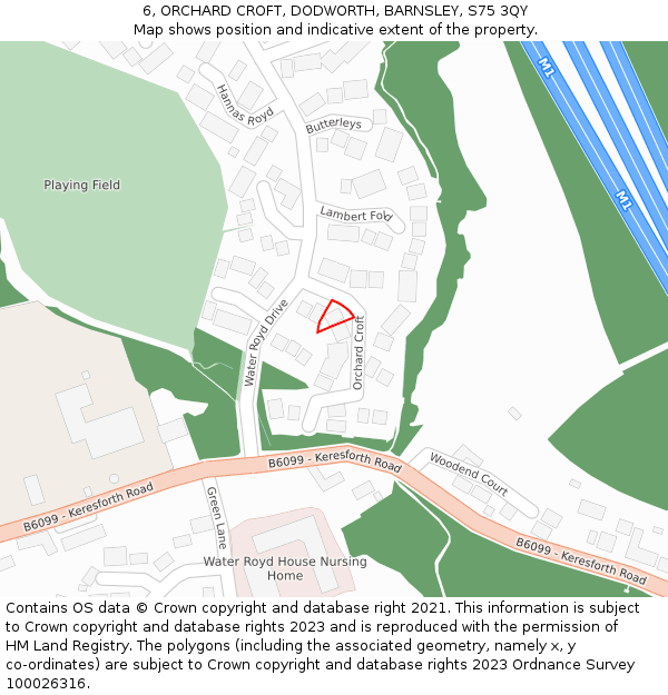 6, ORCHARD CROFT, DODWORTH, BARNSLEY, S75 3QY: Location map and indicative extent of plot