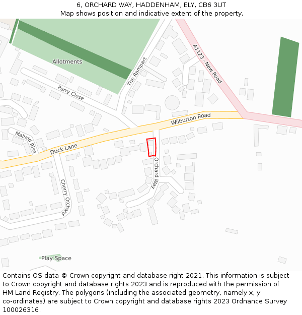 6, ORCHARD WAY, HADDENHAM, ELY, CB6 3UT: Location map and indicative extent of plot