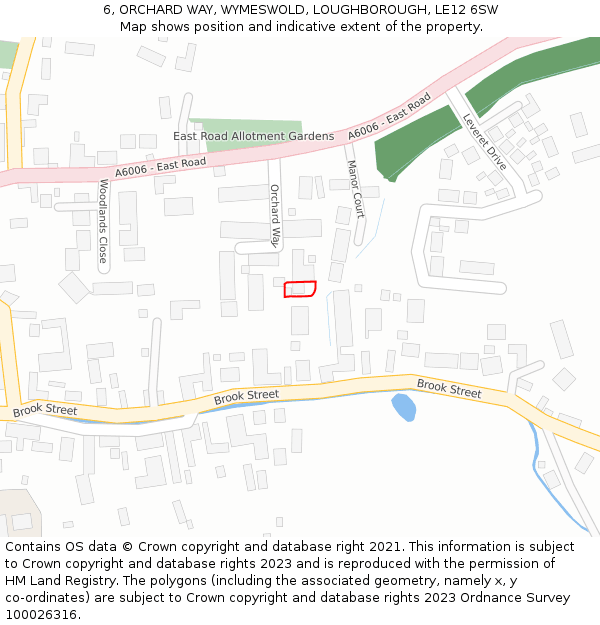 6, ORCHARD WAY, WYMESWOLD, LOUGHBOROUGH, LE12 6SW: Location map and indicative extent of plot