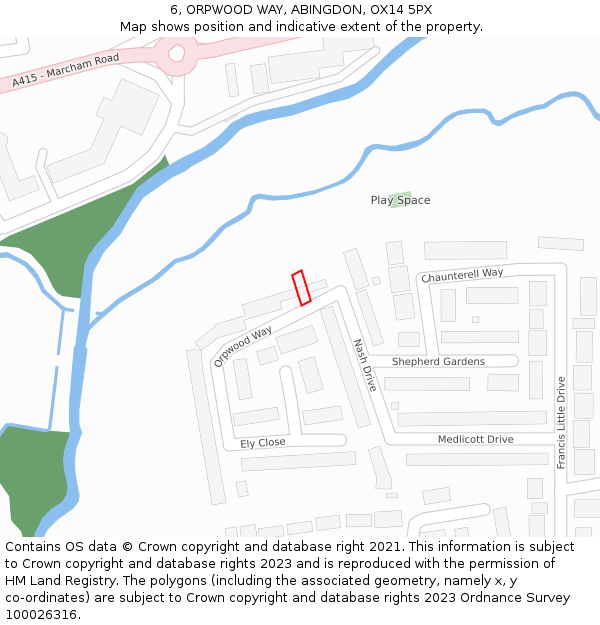 6, ORPWOOD WAY, ABINGDON, OX14 5PX: Location map and indicative extent of plot