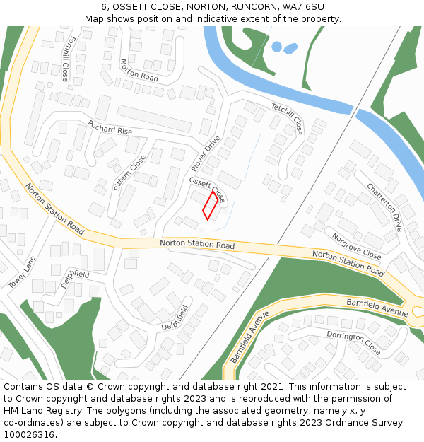 6, OSSETT CLOSE, NORTON, RUNCORN, WA7 6SU: Location map and indicative extent of plot