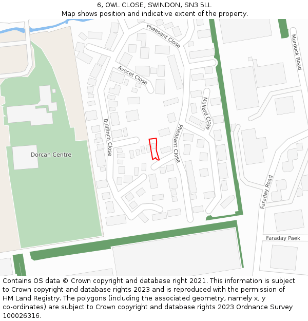 6, OWL CLOSE, SWINDON, SN3 5LL: Location map and indicative extent of plot