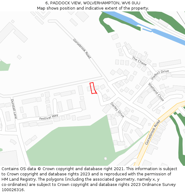 6, PADDOCK VIEW, WOLVERHAMPTON, WV6 0UU: Location map and indicative extent of plot