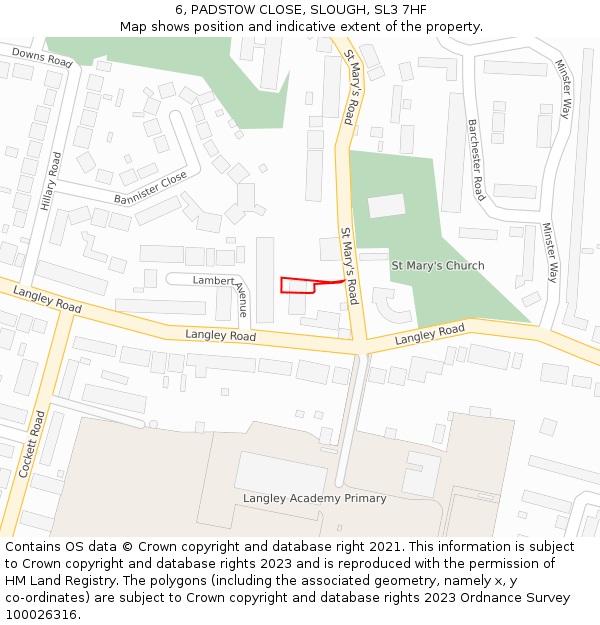 6, PADSTOW CLOSE, SLOUGH, SL3 7HF: Location map and indicative extent of plot
