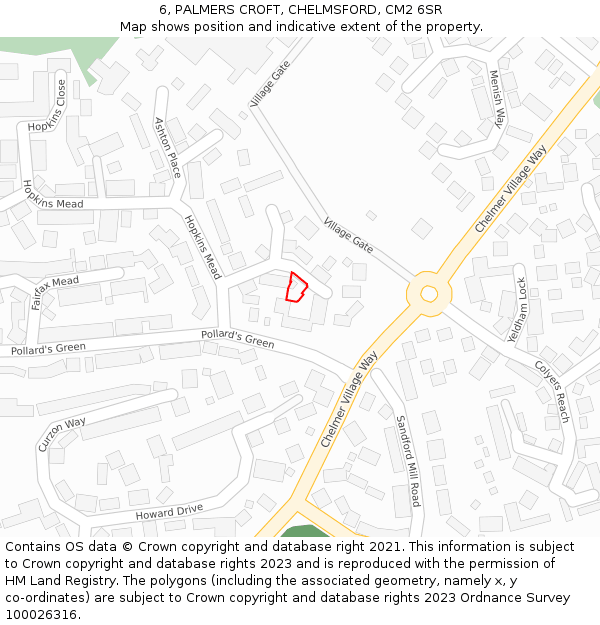 6, PALMERS CROFT, CHELMSFORD, CM2 6SR: Location map and indicative extent of plot