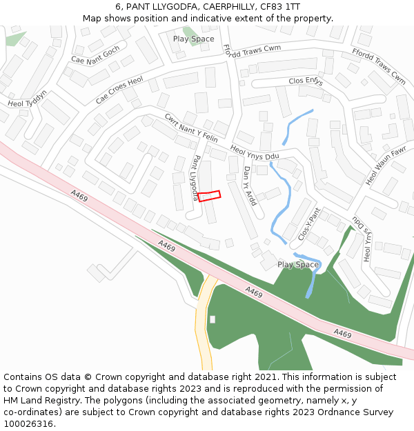 6, PANT LLYGODFA, CAERPHILLY, CF83 1TT: Location map and indicative extent of plot