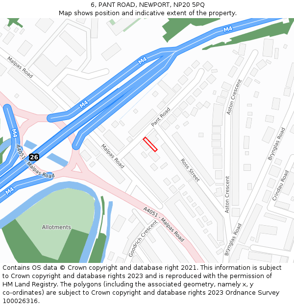 6, PANT ROAD, NEWPORT, NP20 5PQ: Location map and indicative extent of plot