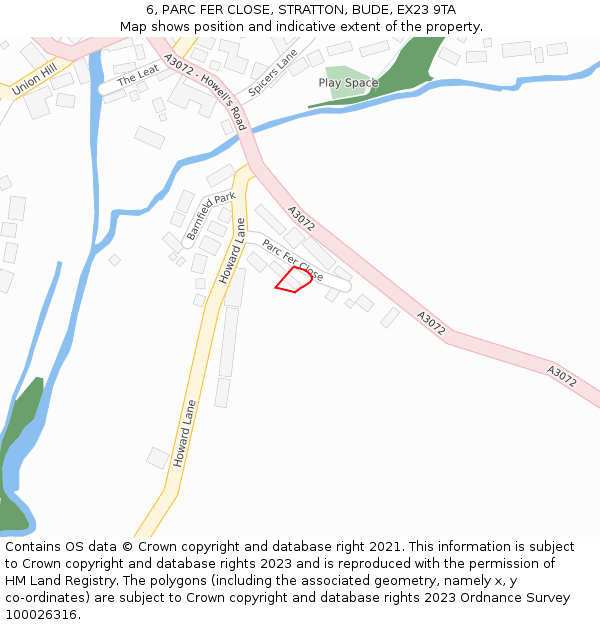 6, PARC FER CLOSE, STRATTON, BUDE, EX23 9TA: Location map and indicative extent of plot