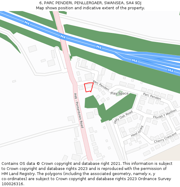 6, PARC PENDERI, PENLLERGAER, SWANSEA, SA4 9DJ: Location map and indicative extent of plot