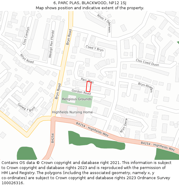 6, PARC PLAS, BLACKWOOD, NP12 1SJ: Location map and indicative extent of plot