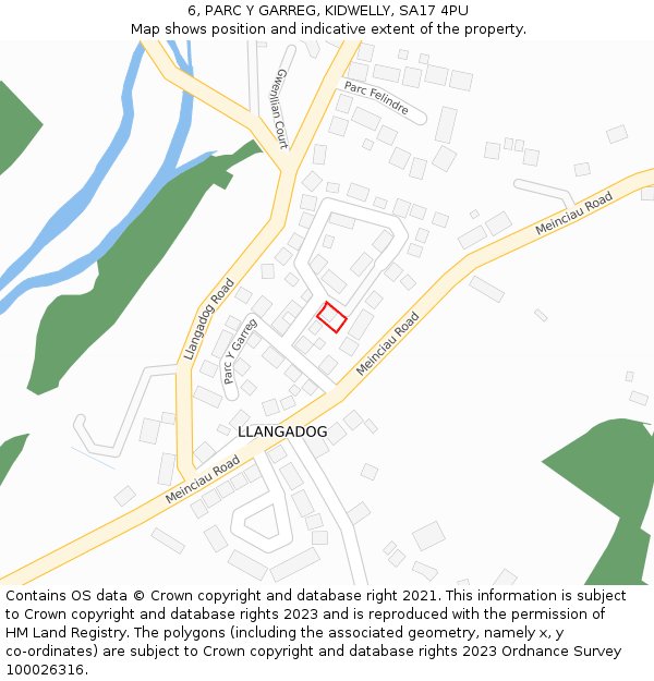 6, PARC Y GARREG, KIDWELLY, SA17 4PU: Location map and indicative extent of plot