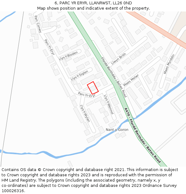 6, PARC YR ERYR, LLANRWST, LL26 0ND: Location map and indicative extent of plot