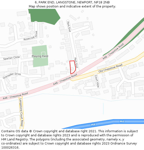 6, PARK END, LANGSTONE, NEWPORT, NP18 2NB: Location map and indicative extent of plot