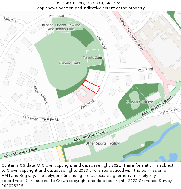 6, PARK ROAD, BUXTON, SK17 6SG: Location map and indicative extent of plot