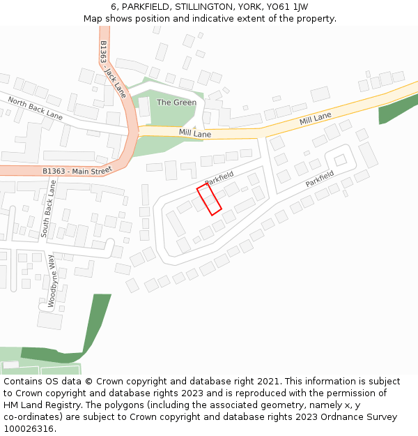 6, PARKFIELD, STILLINGTON, YORK, YO61 1JW: Location map and indicative extent of plot