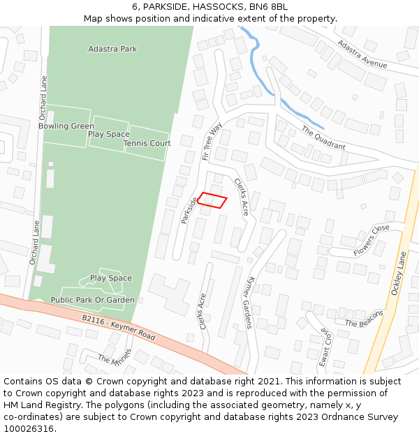 6, PARKSIDE, HASSOCKS, BN6 8BL: Location map and indicative extent of plot
