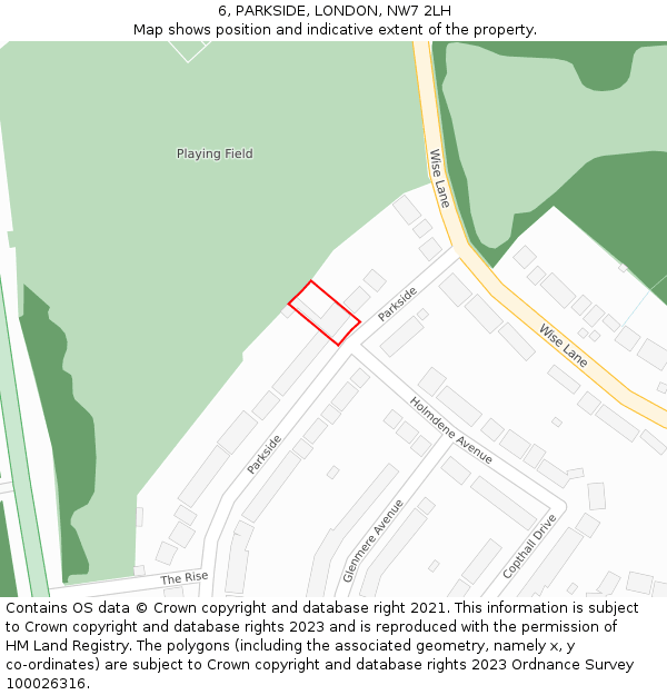 6, PARKSIDE, LONDON, NW7 2LH: Location map and indicative extent of plot