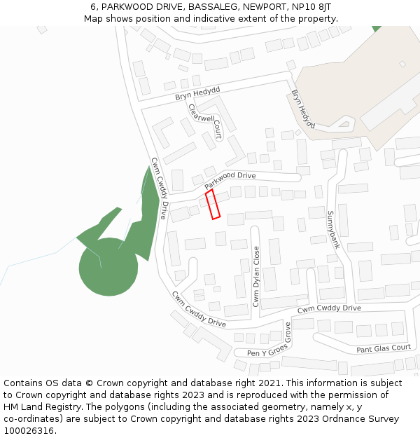 6, PARKWOOD DRIVE, BASSALEG, NEWPORT, NP10 8JT: Location map and indicative extent of plot