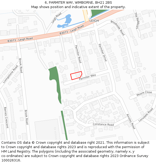 6, PARMITER WAY, WIMBORNE, BH21 2BS: Location map and indicative extent of plot