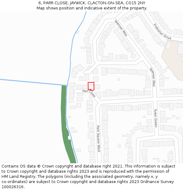 6, PARR CLOSE, JAYWICK, CLACTON-ON-SEA, CO15 2NY: Location map and indicative extent of plot