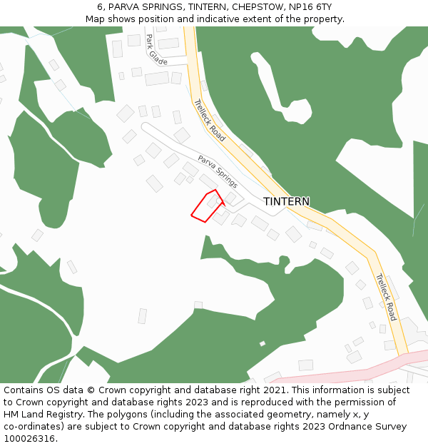 6, PARVA SPRINGS, TINTERN, CHEPSTOW, NP16 6TY: Location map and indicative extent of plot