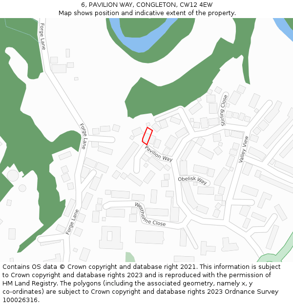 6, PAVILION WAY, CONGLETON, CW12 4EW: Location map and indicative extent of plot