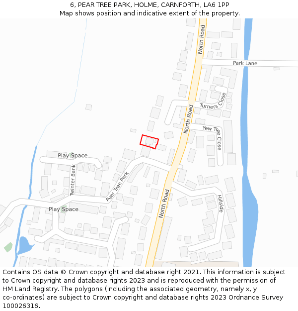 6, PEAR TREE PARK, HOLME, CARNFORTH, LA6 1PP: Location map and indicative extent of plot