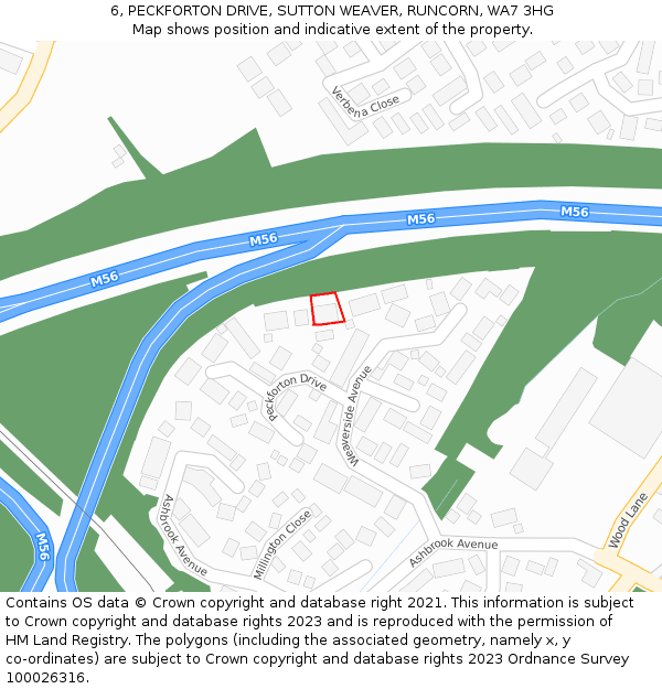 6, PECKFORTON DRIVE, SUTTON WEAVER, RUNCORN, WA7 3HG: Location map and indicative extent of plot