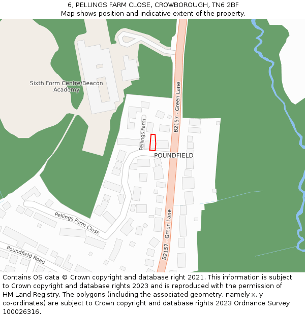 6, PELLINGS FARM CLOSE, CROWBOROUGH, TN6 2BF: Location map and indicative extent of plot