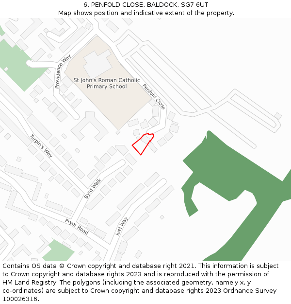 6, PENFOLD CLOSE, BALDOCK, SG7 6UT: Location map and indicative extent of plot