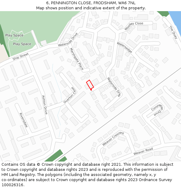 6, PENNINGTON CLOSE, FRODSHAM, WA6 7NL: Location map and indicative extent of plot