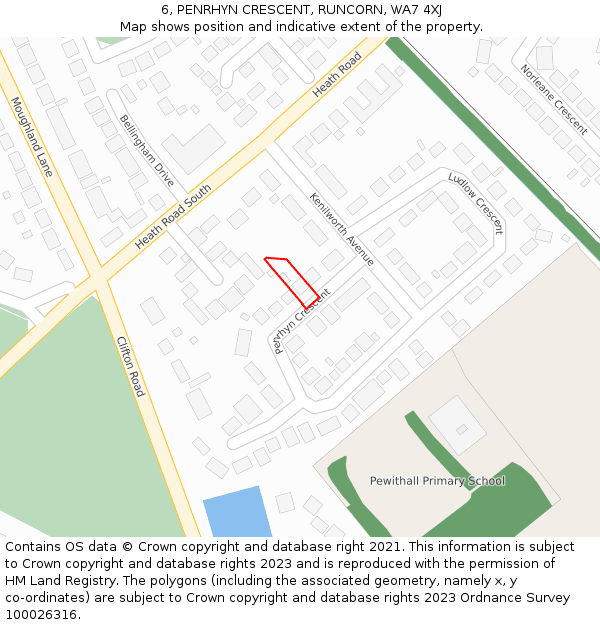 6, PENRHYN CRESCENT, RUNCORN, WA7 4XJ: Location map and indicative extent of plot