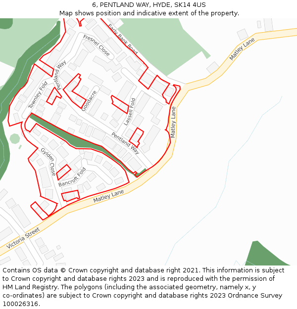 6, PENTLAND WAY, HYDE, SK14 4US: Location map and indicative extent of plot